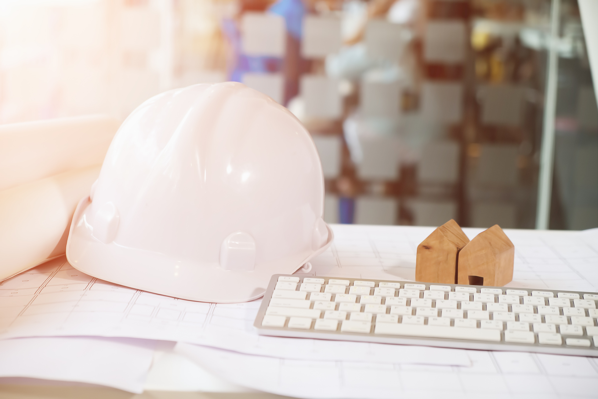 Hardhat with Keyboard and House Models